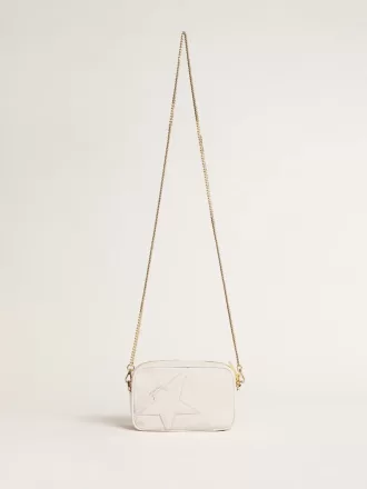 Bolso Mini Star en piel color blanco mantequilla con estrella tono sobre tono