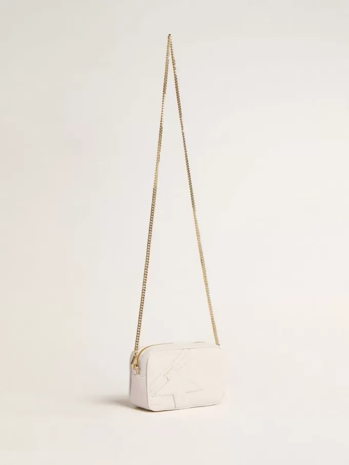 Bolso Mini Star en piel color blanco mantequilla con estrella tono sobre tono