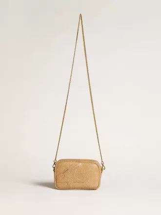 Bolso Mini Star en piel con estampado de serpiente beige