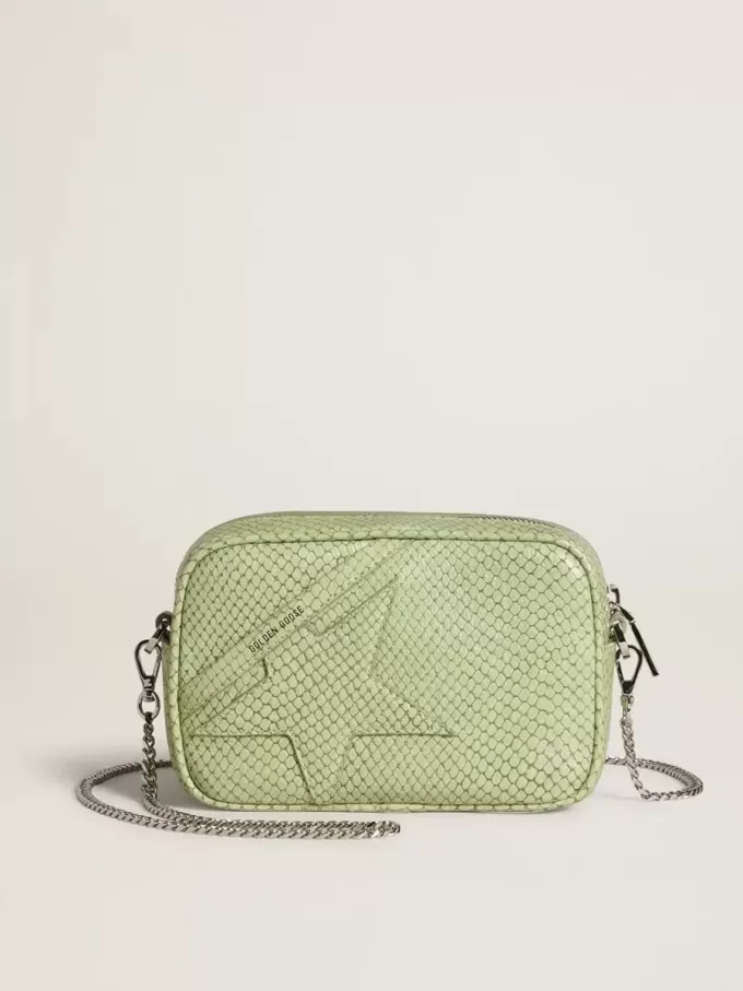 Bolso Mini Star en piel verde claro con estampado de serpiente Bolso Mini Star en piel verde claro con estampado de serpiente