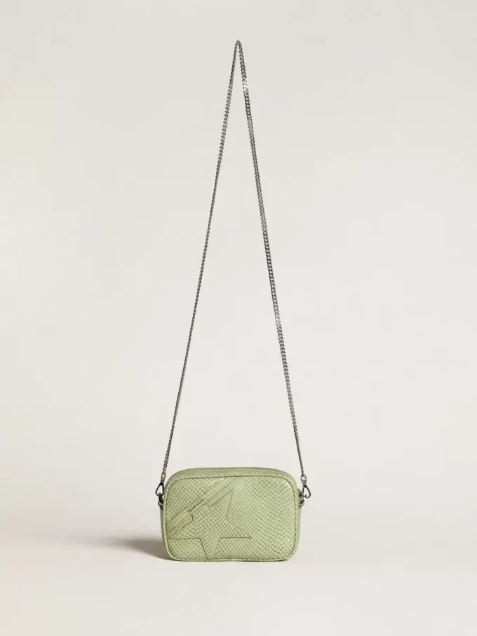 Bolso Mini Star en piel verde claro con estampado de serpiente Bolso Mini Star en piel verde claro con estampado de serpiente