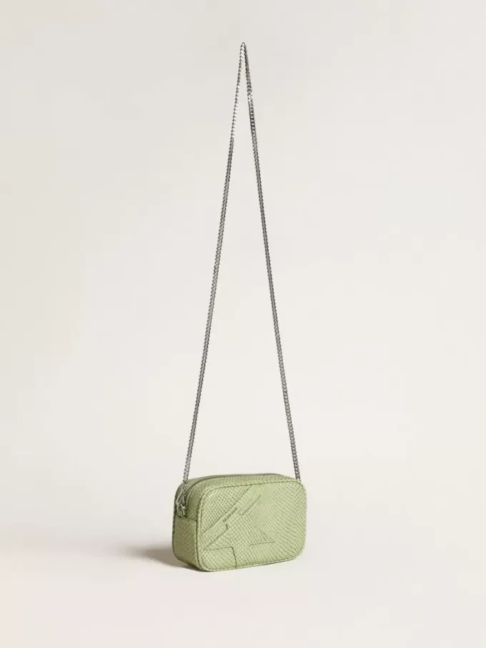 Bolso Mini Star en piel verde claro con estampado de serpiente Bolso Mini Star en piel verde claro con estampado de serpiente