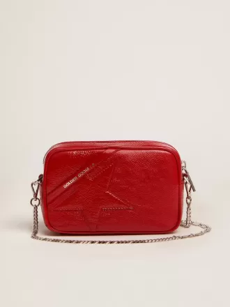 Bolso Mini Star para mujer en piel pintada de color rojo con estrella tono sobre tono
