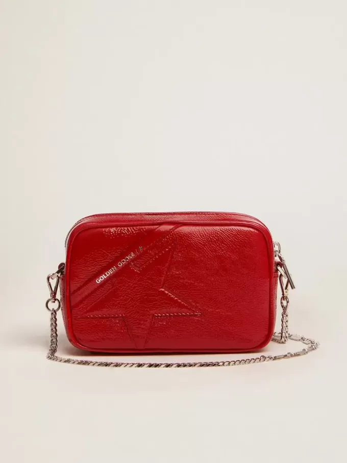 Bolso Mini Star para mujer en piel pintada de color rojo con estrella tono sobre tono