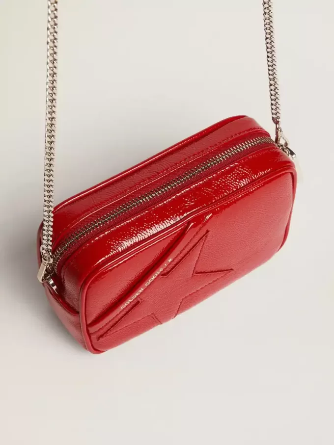 Bolso Mini Star para mujer en piel pintada de color rojo con estrella tono sobre tono