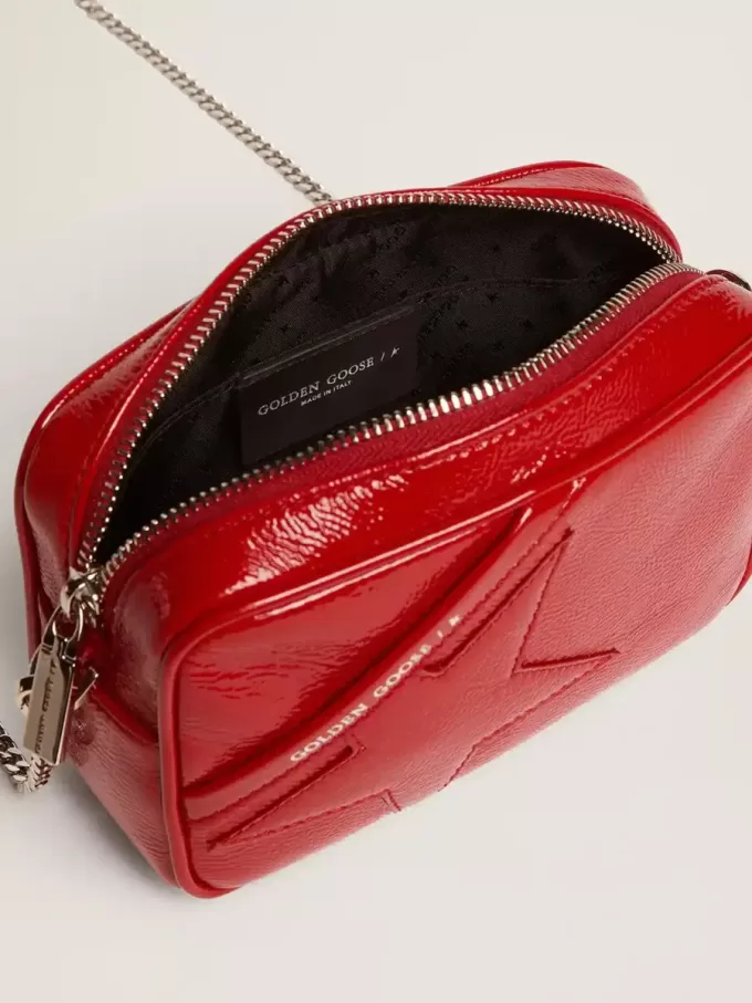 Bolso Mini Star para mujer en piel pintada de color rojo con estrella tono sobre tono