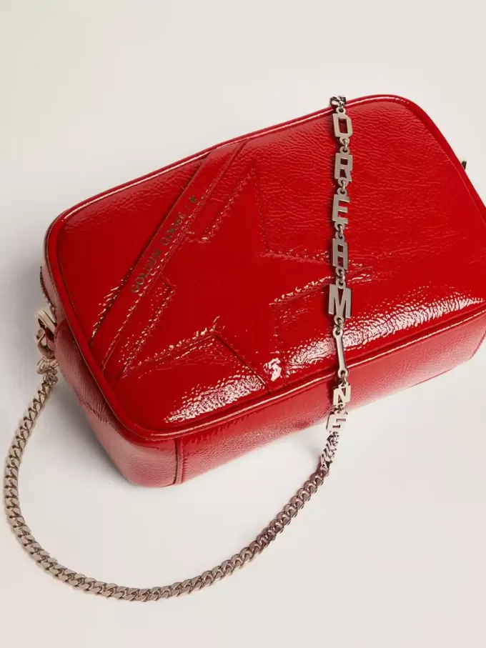 Bolso Mini Star para mujer en piel pintada de color rojo con estrella tono sobre tono