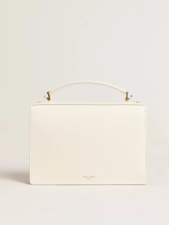 Bolso Venezia en piel acolchada color mantequilla con detalles dorados