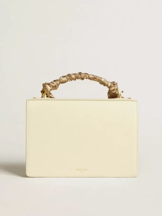 Bolso Venezia en piel acolchada color mantequilla con pañuelo de seda