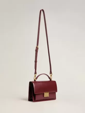 Bolso Venezia en piel bordada burdeos con detalles dorados