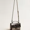 Bolso Venezia en piel metalizada gris antracita con detalles en negro