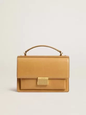 Bolso Venezia en piel repujada amarillo ocre con detalles dorados