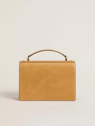 Bolso Venezia en piel repujada amarillo ocre con detalles dorados