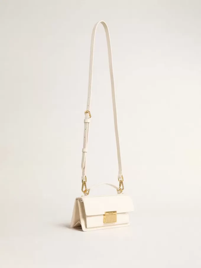Bolso Venezia pequeño en piel color mantequilla con detalles dorados