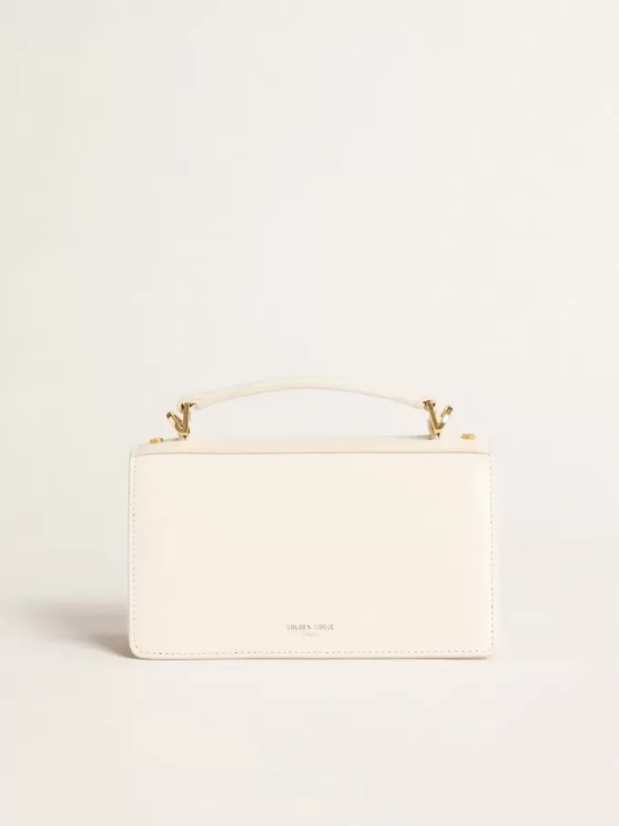 Bolso Venezia pequeño en piel color mantequilla con detalles dorados