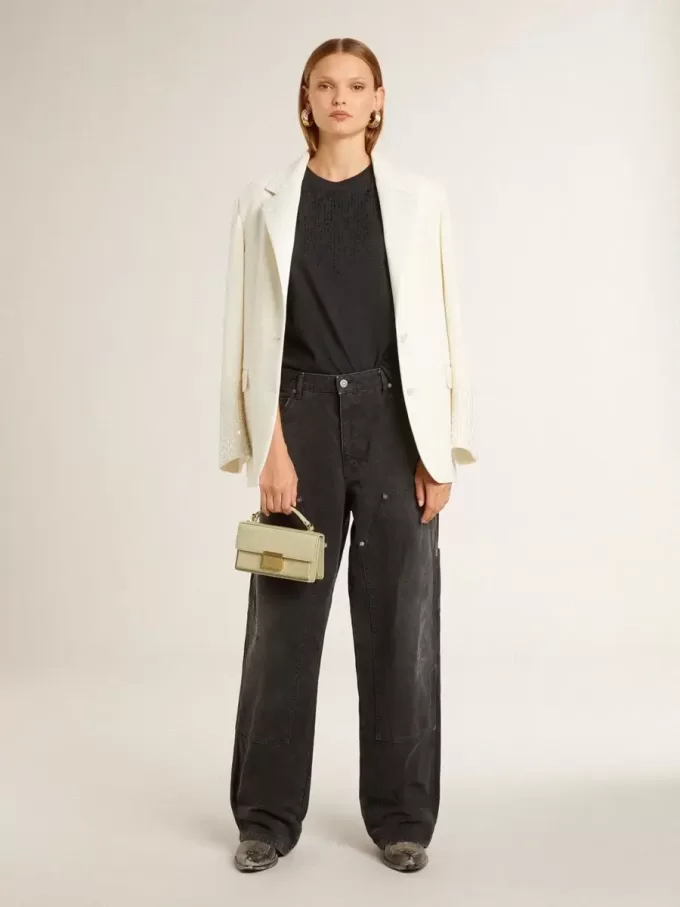 Bolso Venezia pequeño en piel con estampado de pitón verde claro y detalles dorados