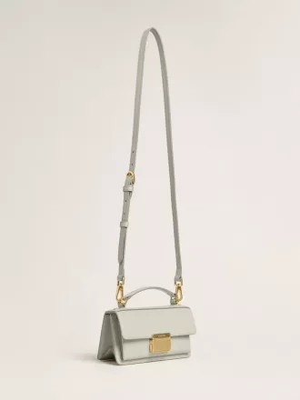Bolso Venezia pequeño en piel gris mineral con detalles dorados