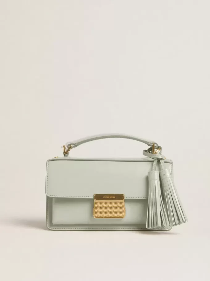 Bolso Venezia pequeño en piel gris mineral con detalles dorados