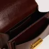 Bolso Venezia pequeño en piel laminada marrón oscuro con detalles dorados Bolso Venezia pequeño en piel laminada marrón oscuro con detalles dorados