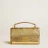Bolso Venezia pequeño en piel metalizada dorada con detalles dorados.