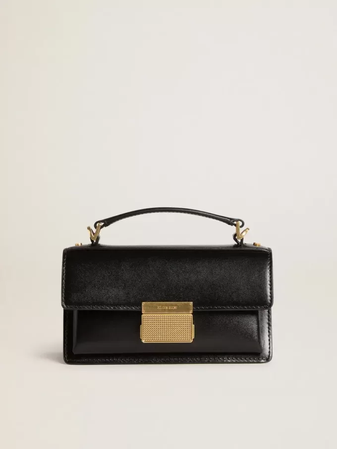 Bolso Venezia pequeño en piel negra con detalles dorados Bolso Venezia pequeño en piel negra con detalles dorados
