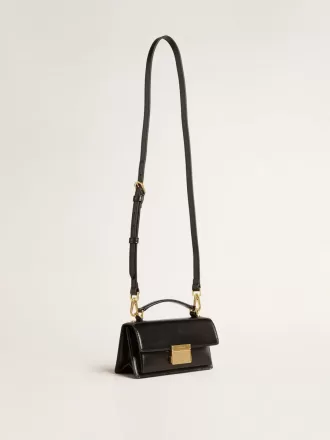 Bolso Venezia pequeño en piel negra con detalles dorados