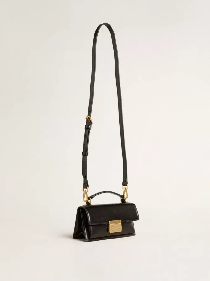 Bolso Venezia pequeño en piel negra con detalles dorados Bolso Venezia pequeño en piel negra con detalles dorados