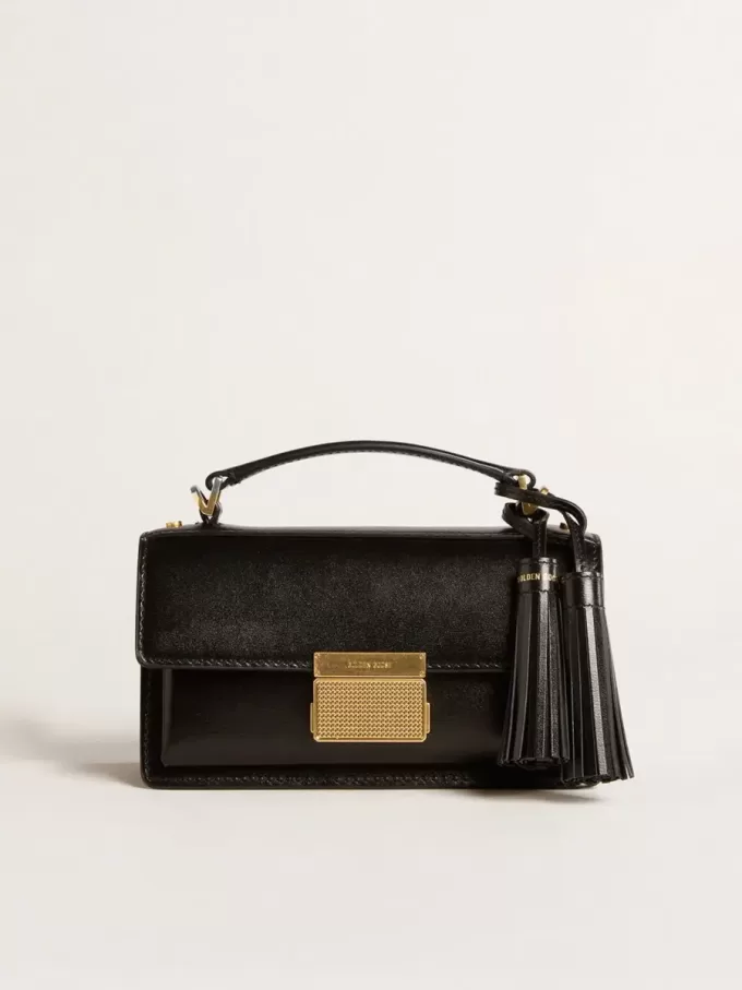 Bolso Venezia pequeño en piel negra con detalles dorados Bolso Venezia pequeño en piel negra con detalles dorados