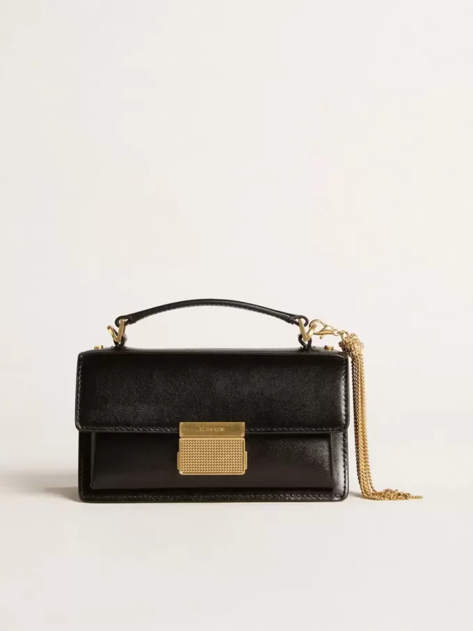 Bolso Venezia pequeño en piel negra con detalles dorados Bolso Venezia pequeño en piel negra con detalles dorados