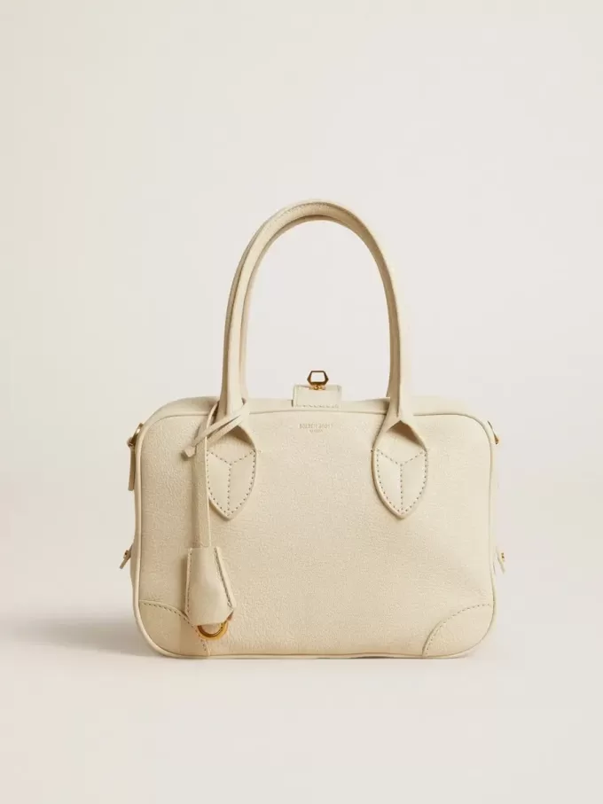 Bolso Vita en piel color mantequilla con detalles dorados