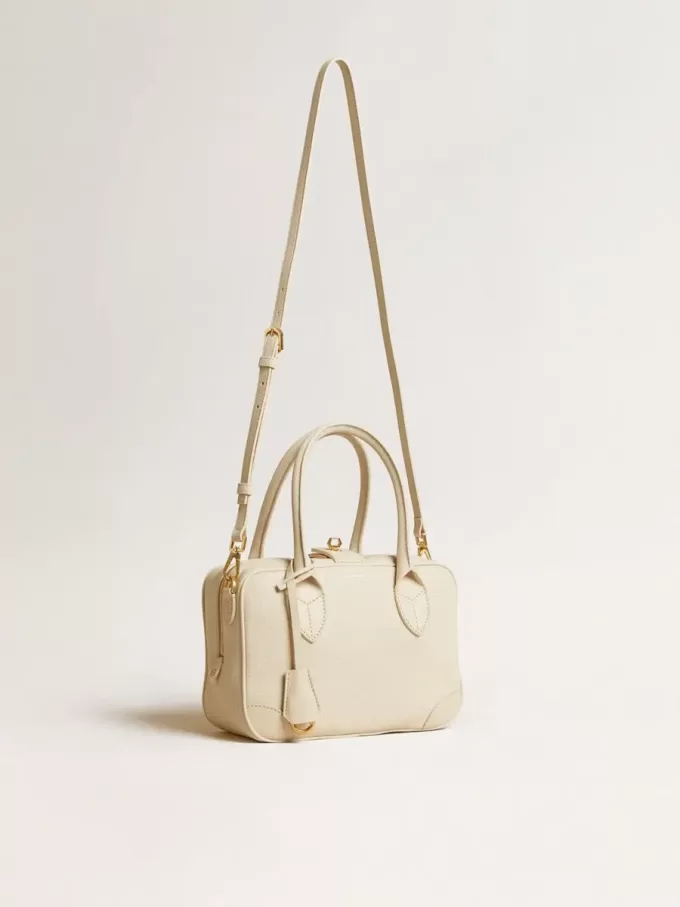 Bolso Vita en piel color mantequilla con detalles dorados