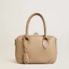 Bolso Vita en piel color topo con detalles dorados