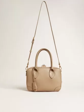 Bolso Vita en piel color topo con detalles dorados