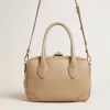 Bolso Vita en piel color topo con detalles dorados