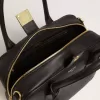 Bolso Vita en piel lisa negra con detalles dorados