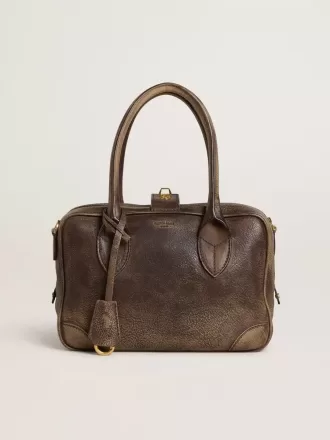 Bolso Vita en piel vintage marrón con detalles dorados