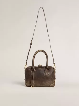 Bolso Vita en piel vintage marrón con detalles dorados