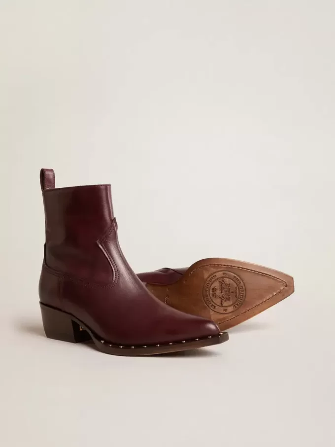 Botas bajas Debbie para mujer en piel burdeos