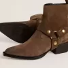 Botas Debbie bajas en ante gris paloma con hebilla extraíble
