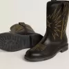 Botas Wish Junior de piel negra con estrellas amarillas bordadas