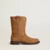 Botas Wish Junior en ante camel con bordado de estrellas