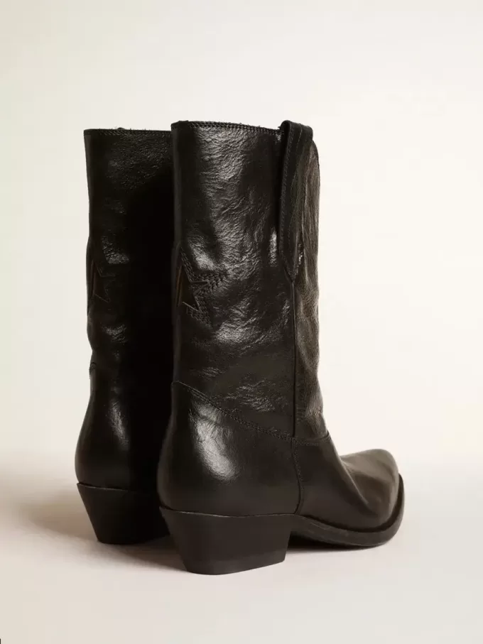 Botas Wish Star bajas en piel negra con estrella negra Botas Wish Star bajas en piel negra con estrella negra