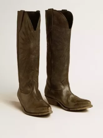 Botas Wish Star para mujer en piel negra con bordado de estrellas