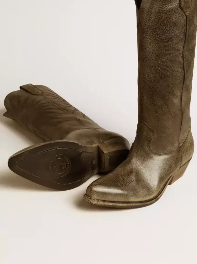 Botas Wish Star para mujer en piel negra con bordado de estrellas Botas Wish Star para mujer en piel negra con bordado de estrellas