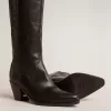 Botas Wish Star para mujer en piel negra con estrella bordada tono sobre tono Botas Wish Star para mujer en piel negra con estrella bordada tono sobre tono