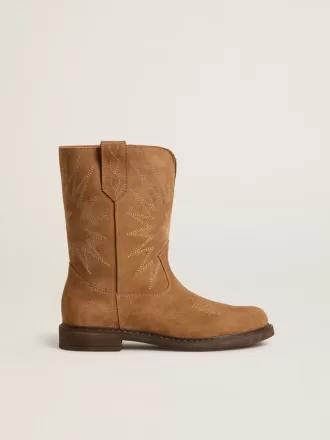 Botas Wish Young en ante camel con bordado de estrellas
