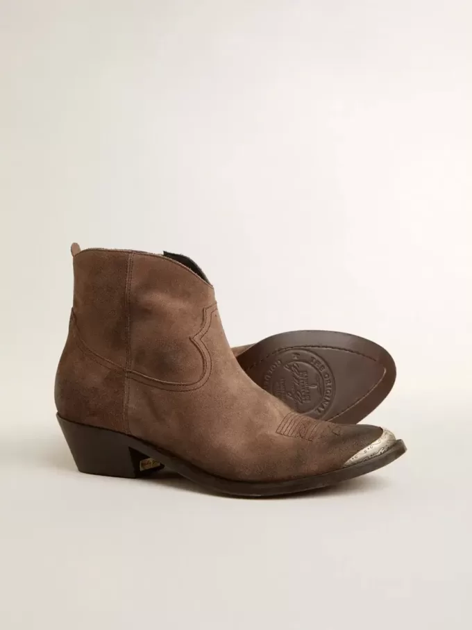 Botines juveniles en ante marrón oscuro Botines juveniles en ante marrón oscuro