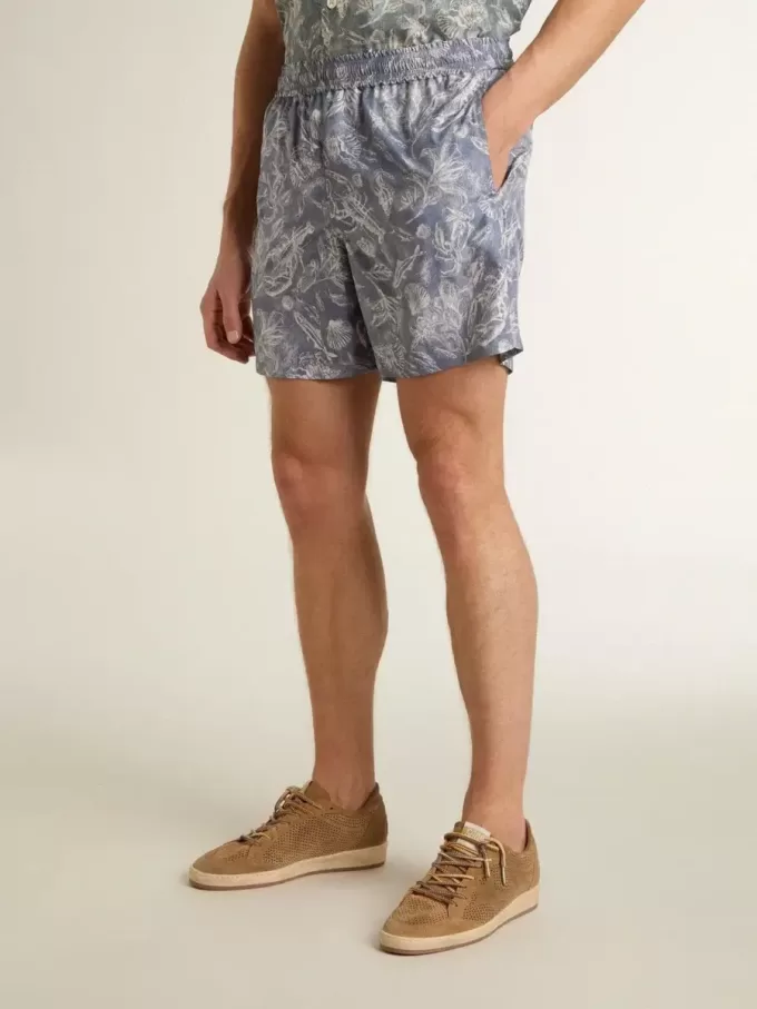 Boxers para hombre con estampado marino azul claro y blanco Boxers para hombre con estampado marino azul claro y blanco