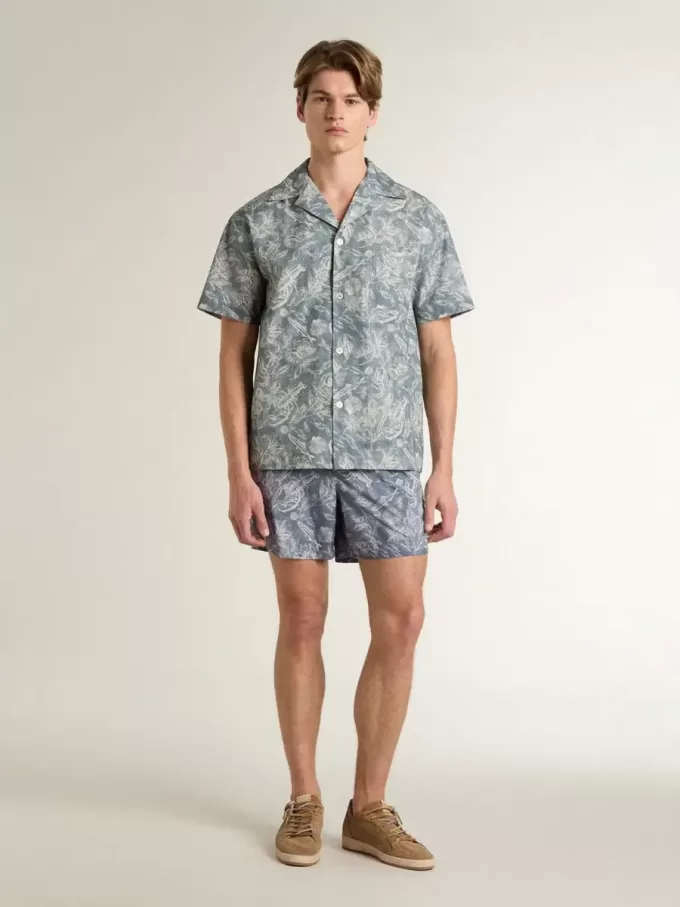 Boxers para hombre con estampado marino azul claro y blanco Boxers para hombre con estampado marino azul claro y blanco