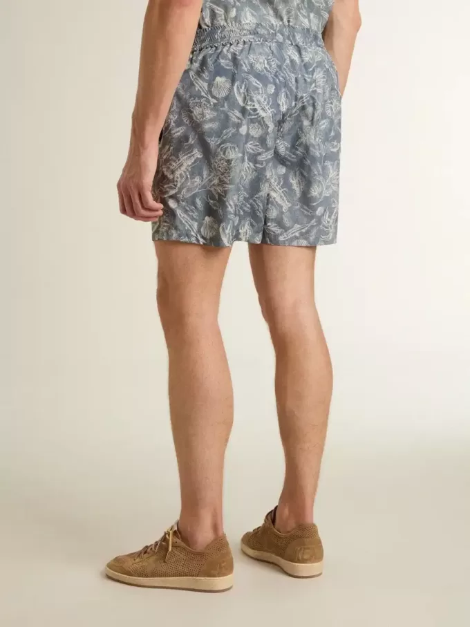 Boxers para hombre con estampado marino azul claro y blanco Boxers para hombre con estampado marino azul claro y blanco